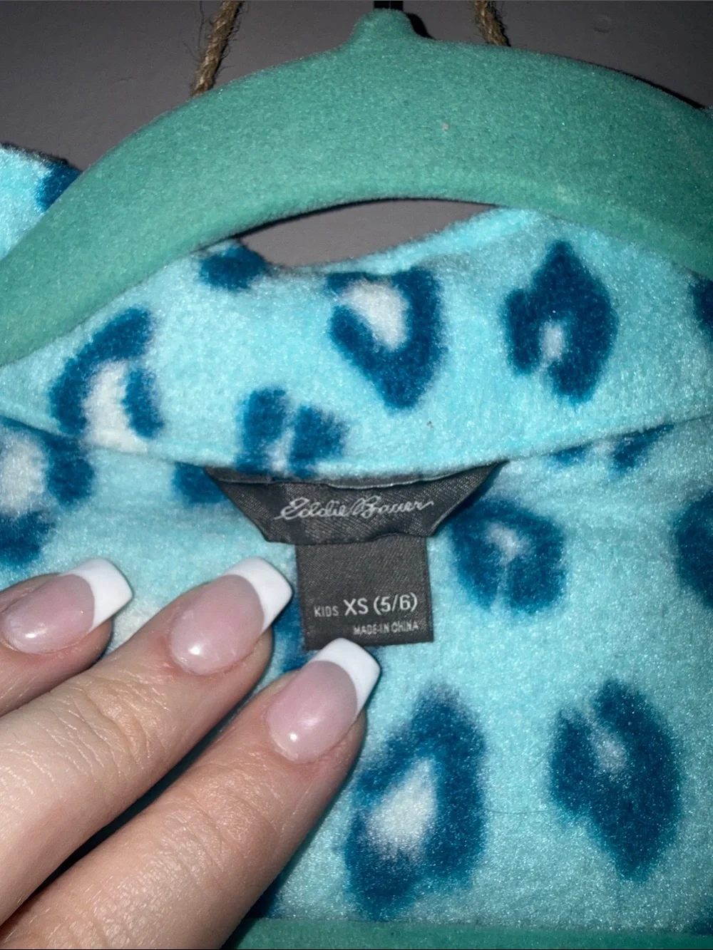 Girls Blue Leopard Print Fleece Zip Jacket